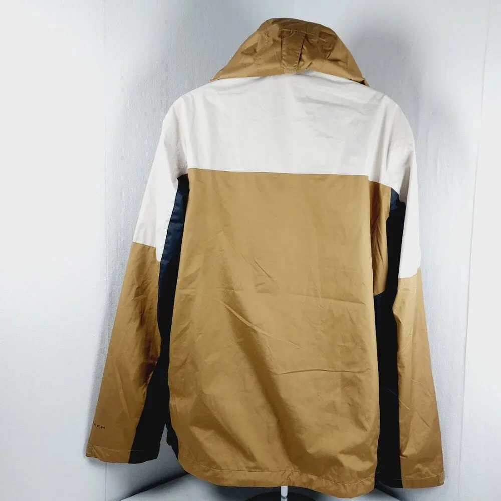 Columbia Men's Tan White Inner Limits III Hooded Outdoor Windbreaker Jacket Sz L
